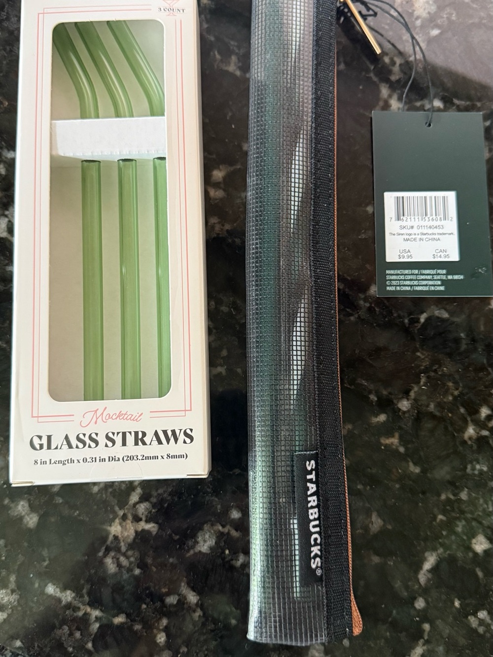 Starbucks Green and Black Reusable Straw Kit